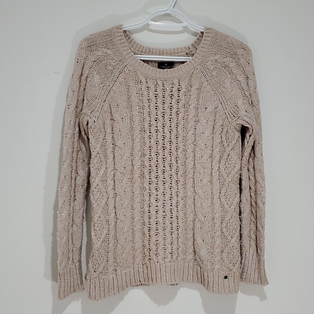 𝅺american Eagle XS pink crewneck knit sweater